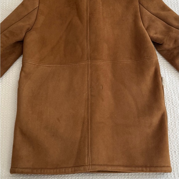 J. Crew Tan Suede Shearling-Trim Double-Breasted Trench Coat - Picture 3 of 7